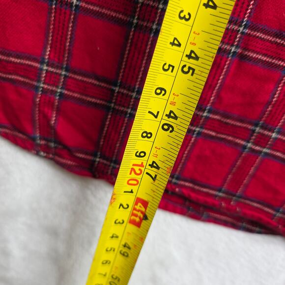 Lee Valley XXL Cotton Red Tartan Plaids Henley Buttons Long Sleep Flannel Shirt - Picture 5 of 16